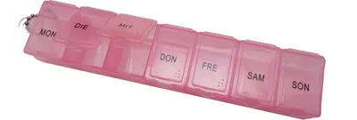 Produktbild von EWANTO Tablettenbox Pillendose Medikamentenbox 7 Tage mit Schlüsselanhänger rosa