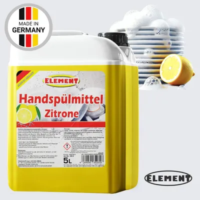 Produktbild von Element Geschirrspülmittel | 5 Liter Kanister | Spülmittel | Handspülmittel | Zitrone | mit hoher Fettlösekraft | Geschirrreiniger