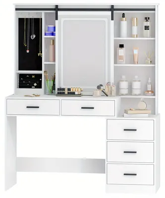 Image de Miroir de maquillage - Miroir de beauté - Miroir de coiffeuse - Coiffeuse - Table de maquillage - Éclairage LED réglable