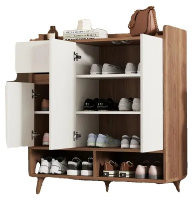 Obrázek produktu pro Příborník, design s více úložnými prostory, moderní vzhled, bílá + přírodní