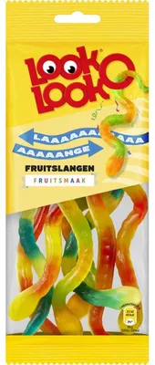 Produktbild von Look-O-Look Lange Fruitslangen 140g – Vegane, glutenfreie Fruchtgummi-Schlangen