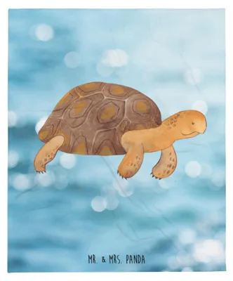 Produktbild von Mr. & Mrs. Panda Tagesdecke Schildkröte Marschieren - Oceanblue - Geschenk, Bettüberwurf, Lieblingsmensch, Inspiration, Kuscheldecke, Abenteuer, Neustart, Plaid, Urlaub