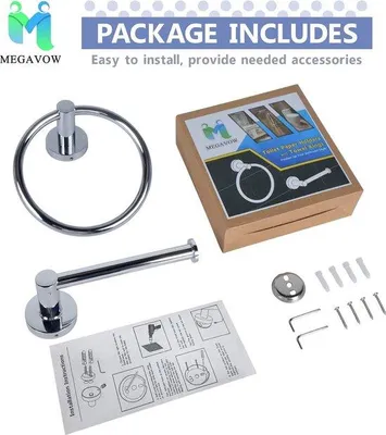 Produktbild von Edelstahl-Toilettenpapierhalter-Set, 2-teilig, Wandmontage, Badezimmer-Küchen-Zubehör