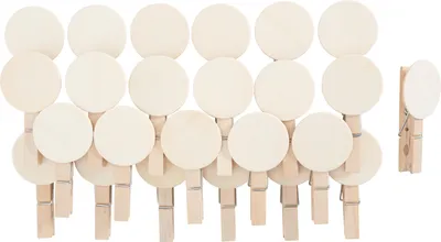 Produktbild von VBS Holzklammer Button rund 24 Stück 4 cm Durchmesser 7.5 cm Länge Bastelbedarf