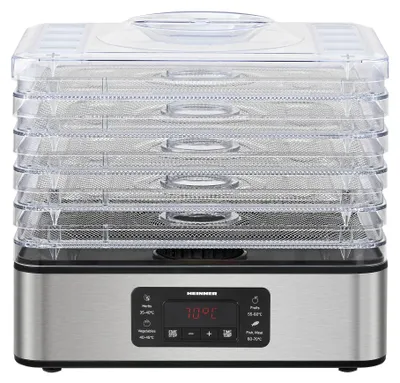 Immagine prodotto di Deidratatore alimentare Heinner DryMaster Pro HFD-K400SS, 200-400, 5 vassoi in acciaio inox, display LED