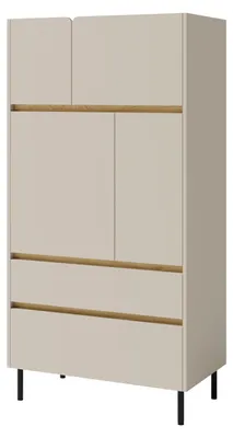 Produktbild von Masseno Kommode MURO 80 cm Sideboard mit 2 Schubladen und 4 Türen für Wohnzimmer Schlafzimmer Modern 80x40x165 cm Beige / Beige