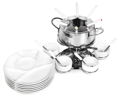 Immagine prodotto di Ribelli Fondue SET 28 PCS Set per fonduta, acciaio inox, diametro 16 cm - B-buono