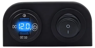 Produktbild von ProRide USB-Autolader, 2 Ports, QC3.0 18W, Voltmeter, Schalter, 12V, IP54