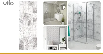 Produktbild von VILO Motivo Wandpaneele - Wasserfest & UV-Beständig - Klick-Montage - 2,65m² (4 Paneele) - 265x25cm - Winter Marble