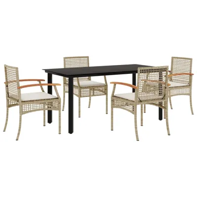 Produktbild von vidaXL 5-tlg. Garten-Essgruppe mit Kissen Beige Poly Rattan