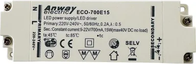 Produktbild von Anway LED Trafo EVG Vorschaltgerät Konstantstrom Weiß 6-15W 700mA ECO-700E15