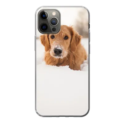 Produktbild von MuchoWow® Handyhülle Schutzhülle Hülle für iPhone 12 Pro Hund - Schnee - Winter Silikon Softcase Handy Hülle - Abdeckung