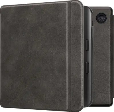 Produktbild von kwmobile Klapphülle kompatibel mit Kobo Kobo Libra Colour / Tolino Vision Color Hülle - eReader Case aus Kunstleder - Cover - Anthrazit
