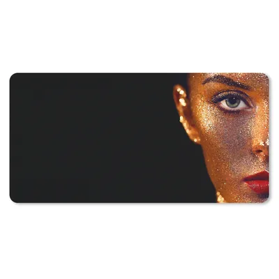 Produktbild von MuchoWow® Schreibtischunterlage Make-up - Gold - Frau - Luxus - Glitzer - Kunst 80x40 cm - XXL Mauspad - Gaming Mauspad