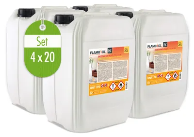 Produktbild von 4x 20 L FLAMBIOL® Bioethanol 96,6% Premium für Ethanolkamin in Kanistern