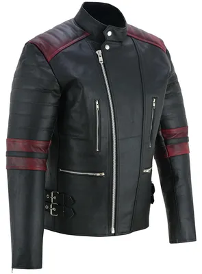 Produktbild von Motorradjacke Retro Vintag Oldschool Lederjacke, Größe:54/XL, Farbe:Rot
