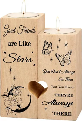 Immagine prodotto di Candeliere a forma di cuore in legno – regalo per amicizia, ideale per lauree e compleanni