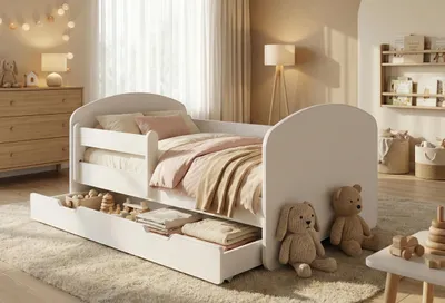 Produktbild von Kinderbett 140x70 Weiß mit Matratze & Schublade – Komplettbett mit Lattenrost, Rausfallschutz – Massiv & Stabil bis 95 kg