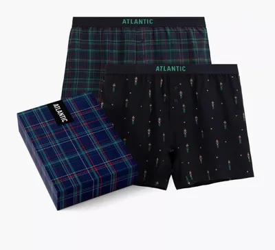 Produktbild von Boxershorts 2er-Pack Atlantic Baumwolle Grün Rot Marineblau XL