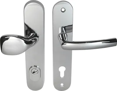 Produktbild von Haustür Schutzbeschlag Security 303 Chrom HS-92 mm mit ZA Türdrücker