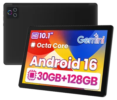 Produktbild von Tablet 10,1'' mit Android 16, Octa-Core, 30 GB RAM, 128 GB ROM, HD-IPS-Touchscreen, Wi-Fi 6, Bluetooth 5.4