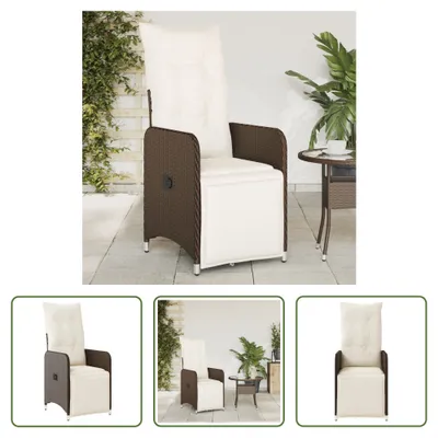 Produktbild von The Living Store Gartensessel Verstellbar mit Kissen Braun Poly Rattan