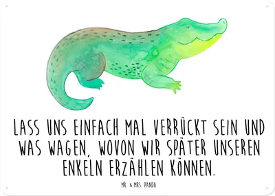 Produktbild von Mr. & Mrs. Panda wandtafel Krokodil DIN A5 - Weiß - Geschenk, Schild, Lieblingsmensch, Türschild, Blechschild, Krokodile, Wandbild, tafel, Beste Freundin, Magnetschild