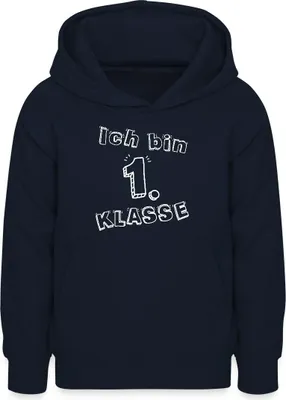 Produktbild von Spreadshirt Einschulung Ich Bin 1. Klasse Schulanfänger Teenager Hoodie, XL (12/13 Jahre), Navy