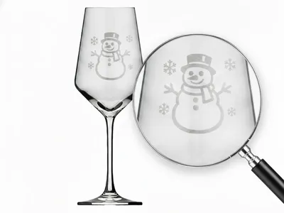 Produktbild von 1x Weinglas mit Gravur Schneemann 350ml spülmaschinenfest für festliche Anlässe