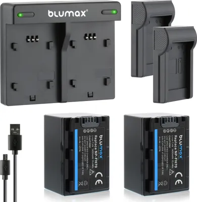 Produktbild von 2x Akku + Lader für Sony NP-FH70 NP-FH100 NP-FH40 NP-FH50 NP-FH60 1400 mAh