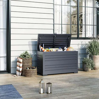 Produktbild von Weide Gartenbox | 100% Aluminium | Aufbewahrungsbox 284 L | Outdoor Box mit Deckel | 100 x 64 x 46 cm