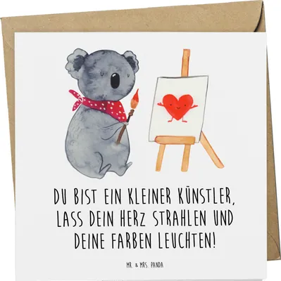 Produktbild von Mr. & Mrs. Panda Glückwunschkarte Die Freude an der Kreativität entdecken - Weiß - Geschenk, faltkarte, Grußkarte, Mutmacher, liebevolle Details, Inspiration, Zuversicht