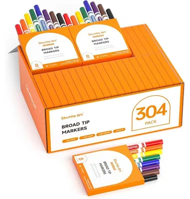 Productafbeelding van Filpennen voor kinderen, afwasbaar, 304, 8 kleuren, 1 stuk (verpakking van 304 stuks)
