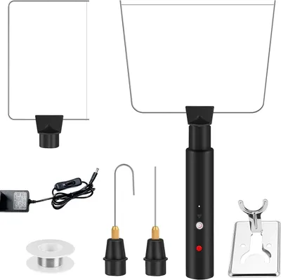 Productafbeelding van Schuimsnijder Set - Hete Draad Snijder - Materiaal Bewerken - 4 Verwisselbare Messen - 200 °C - Grijs