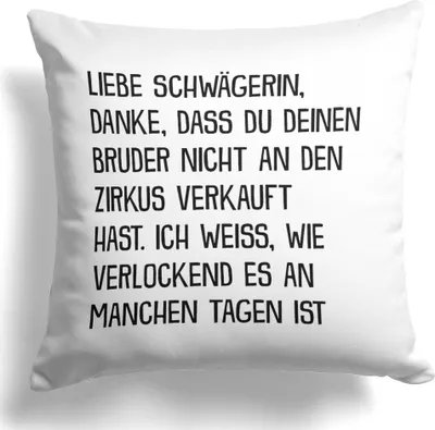 Produktbild von 22Feels Schwägerin Geschenk Hochzeit Idee Frauen Kissen -Dein Bruder- Geburtstag Weihnachten Deko Wohnaccessoire Dekoration Wohnzimmer Schlafzimmer Couch