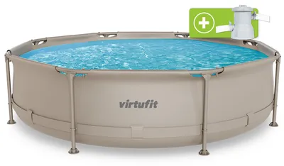 Zdjęcie produktu dla Basen okrągły VirtuFit 305 x 76 cm BEŻOWY z pompą filtrującą