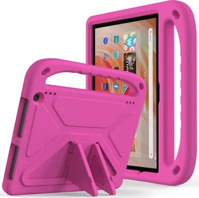Produktbild von Hülle für Amazon Fire HD 10 2023, Leichte Stoßfeste Eva Kinder Schutzhülle mit Griff und Faltbarem Ständer Rosa