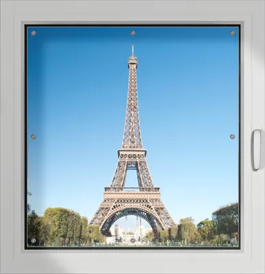 Produktbild von Wallario Lichtschutzbild, Dekorativer Sichtschutz Sonnenschutz 96 x 93 cm mit Motiv: Pariser Eiffelturm - Verdunklung ohne Bohren