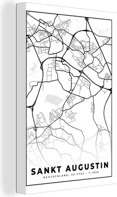 Obrázek produktu pro OneMillionCanvasses® - Obraz na plátně - 90x140 cm, Mapa - St. Augustine - Mapa města, nástěnná umělecká dekorace - Fotografie na plátně - Obraz na dřevěném rámu - Nástěnná dekorace - Ložnice