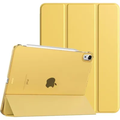 Productafbeelding van Beschermhoes voor iPad Air 11 inch/10,9 inch, lichtgeel, transparante achterkant, automatische wake/sleep-functie, 2 kijkhoeken