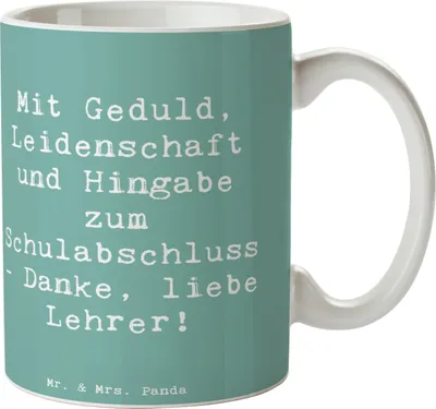 Produktbild von Mr. & Mrs. Panda Kaffeetasse Spruch Danke Lehrer - Meeresbrise - Geschenk, Trinkbecher, Hingabe, Dankeschön, Bedanken, Tasse, Aufmerksamkeit, kaffeebecher keramik, sagen