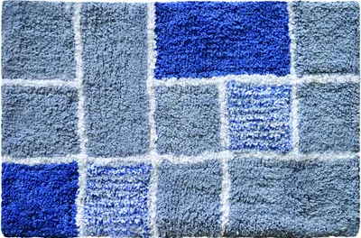Produktbild von MSV Badteppich Badvorleger Mosaik Duschvorleger Hochflor Badematte 40x60 cm – Blau