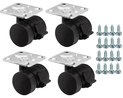 Produktbild von SOTECH Möbelrolle AACHEN Ø 35 mm schwarz – mit Bremse, Anschraubplatte 47×47 mm (4 Stück)