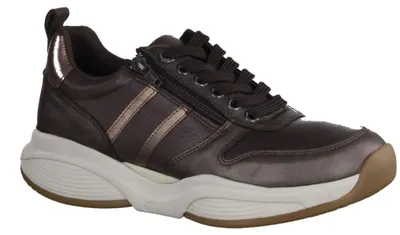 Productafbeelding van Xsensible SWX3 Lady dames sneaker, rollandschoen, veterschoen, leer, donkerbruin. Dameschoenen. Comfortabele veterschoenen, bruin, leer