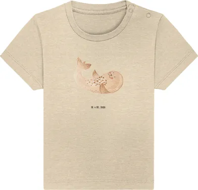 Produktbild von Mr. & Mrs. Panda  T-Shirt Robbe Liegen 24. - 36. Monat - Natural Raw - Geschenk, Strand, Lachen, Kinder Oberteil, Baby Jerseyshirt, Seehund, Top, Nordsee, Ostsee