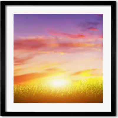 Produktbild von Bild - 50 cm x 50 cm - MDF - Rahmen, Wandkunst - Sonnenuntergang