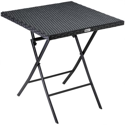 CASARIA® Gartentisch Wetterfest Klappbar 65x65cm Balkontisch Polyrattan Outdoor Klein 60kg Belastbarkeit Klapptisch Garten Terrasse Balkon Camping Tisch Schwarz