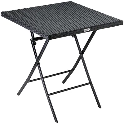 Produktbild von CASARIA® Gartentisch Wetterfest Klappbar 65x65cm Balkontisch Polyrattan Outdoor Klein 60kg Belastbarkeit Klapptisch Garten Terrasse Balkon Camping Tisch Schwarz