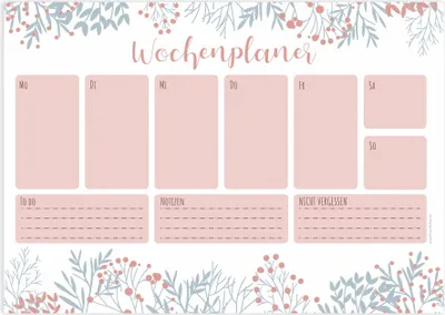 Produktbild von Friendly Fox Wochenplaner A4, kleine Schreibtischunterlage als Kalender ohne festes Datum, Weekly Planer, Schreibblock Organisation "Floral"