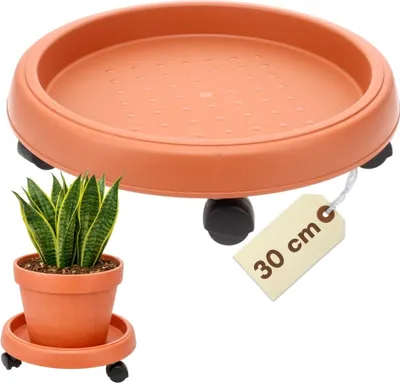 Produktbild von Pflanzenroller Rund Rollbrett Pflanzen Untersetzer Blumenroller Outdoor Pflanzenuntersetzer Blumentopf Untersetzer mit Rollen Pflanzenroller Rund 30 cm